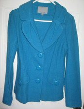 New Women's Classiques Entier Blue 100 Merino Wool Jacket Coat Size M Ladies