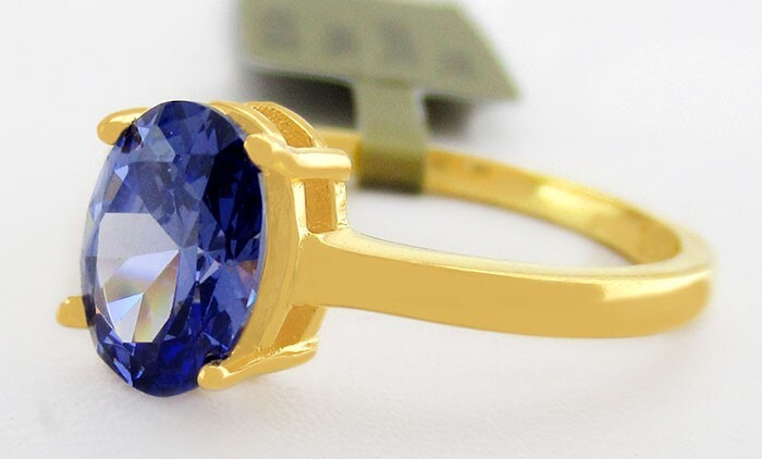 LAB CREATED AAA  1.60 Cts TANZANITE RING 14K YELLOW GOLD PLATED (.925) - NWT