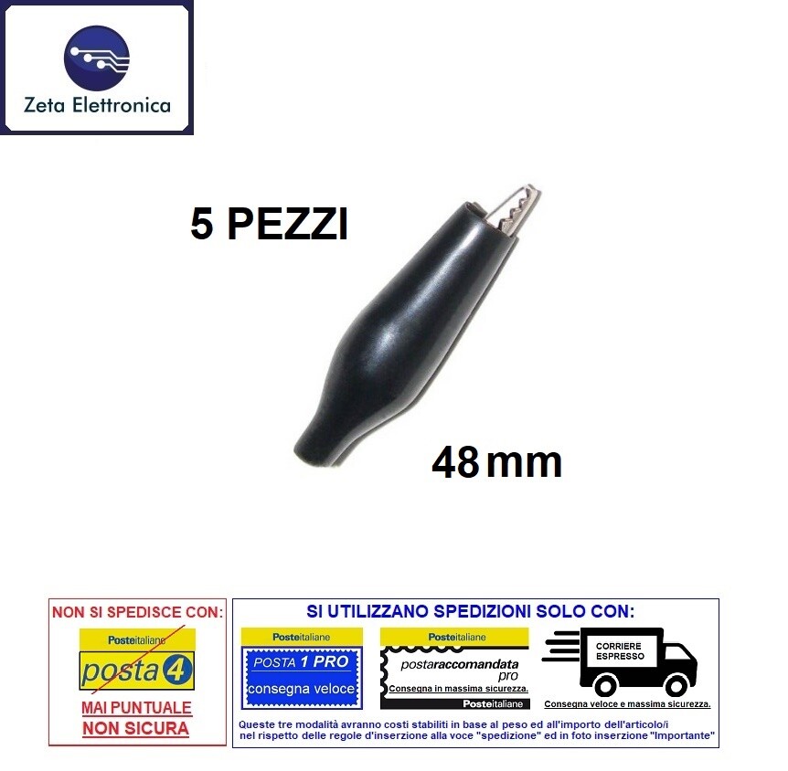 Pinza Coccodrillo Con Attacco Banana 4mm Rossa Rosso 55mm - Foto 5