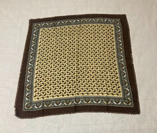 Vintage Women Scarf Brown Paisley 26" Square Fringed Edges Made In Japan