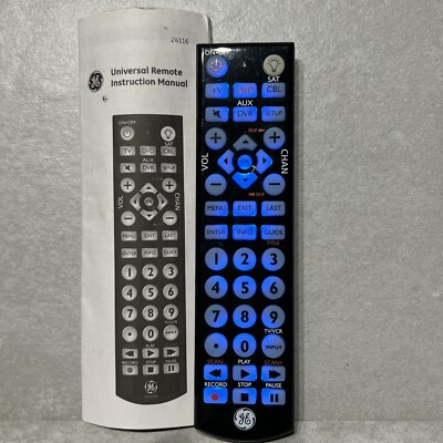 GE RC24116-B Big Button Blue LED Backlit Universal Remote   with/ Manual (104)