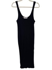 Double Zero Tank Midi Dress Small Ribbed Sleeveless Scoop Neck Bodycon Knit Chic
