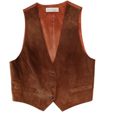 Vintage All Week Long Suede Leather Vest Brown USA Women s M Western Boho