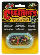 Zoo Med Creatures Dual Thermometer  Humidity Gauge Glow In The Dark