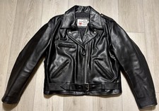 VTG 70s Sears Leather Shop Brando Biker Moto Jacket Black Belted Womens Large