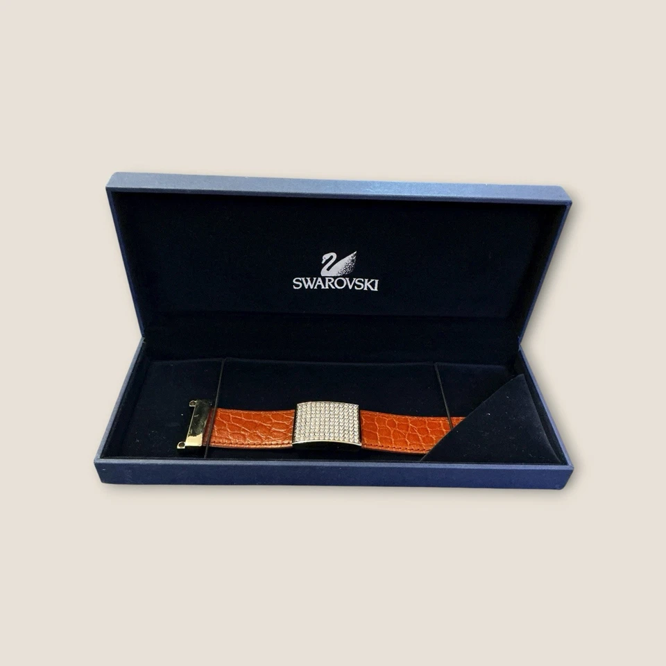 Swarovski Leather & Crystal Pave Bracelet With Magnetic Closure 7” - Image 2 of 4