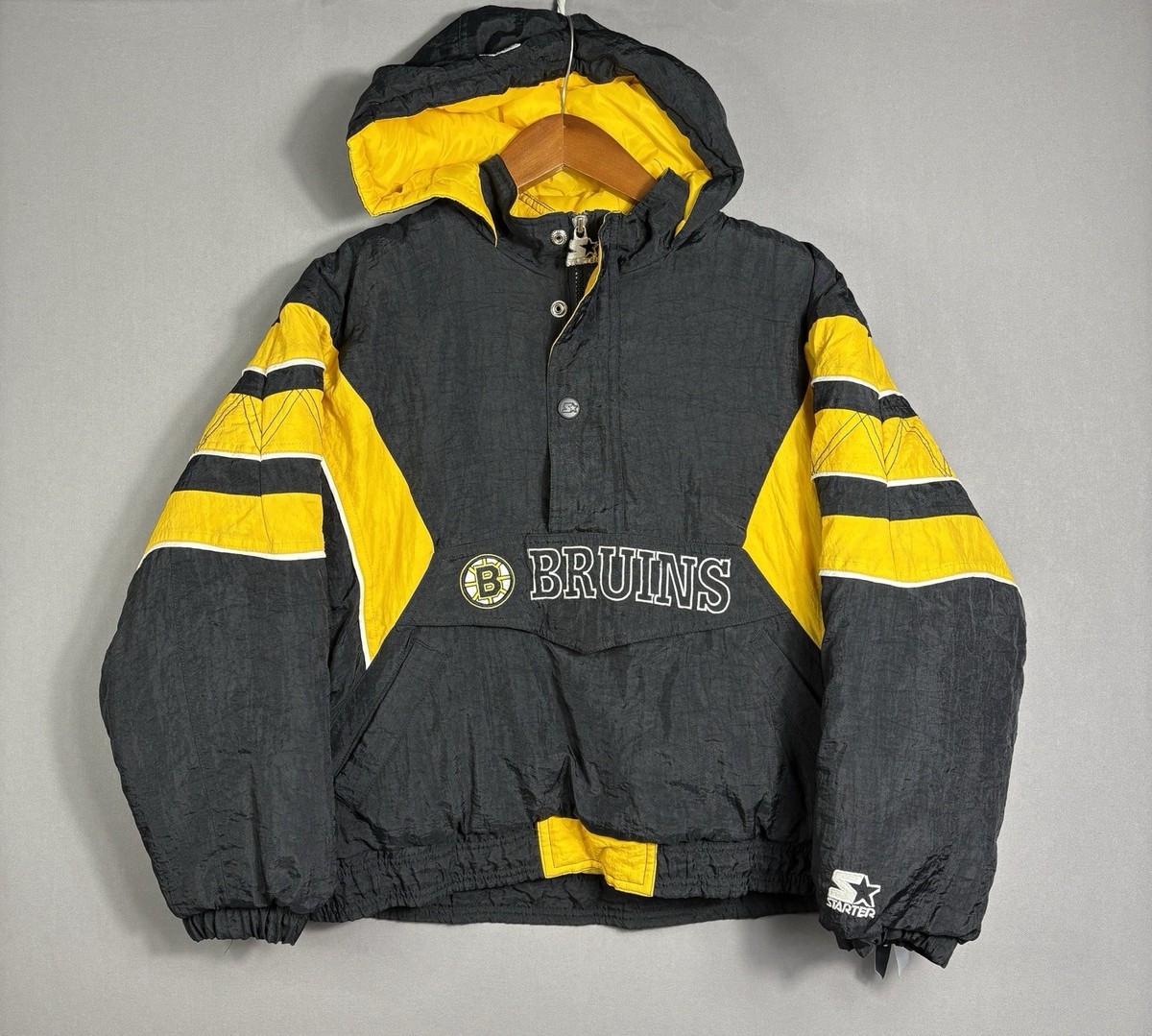 Vintage 90s Boston Bruins Starter Pullover Puffer Bomber Jacket