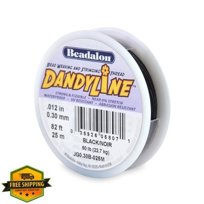 Beadalon Dandyline Bead Weaving and Stringing Thread, 0.30 mm / .012 in, Blac...