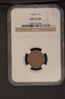 1908 S NGC Certified AU 53 BN Indian Head Cent