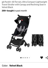 gb Pockit All Terrain Lightweight Folding Stroller Canopy Velvet Black