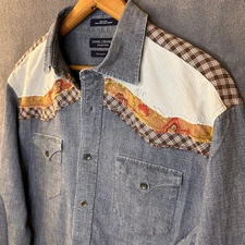Daniel Cremieux Shirt Mens Large Western Snap Button Plaid Floral Yoke Unique