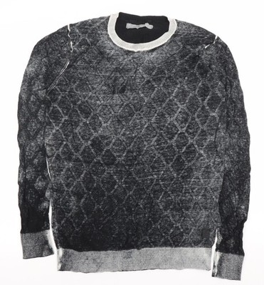 Jet Lag Original Herren Grau Geometrisch Baumwolle L Pullover Pulli