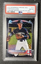 2025 Bowman Chrome Mega Box Santiago Leon 1st Black Refractor /10 #BCP-247 Psa 8