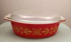 VTG 1961 Pyrex Golden Poinsettia Casserole & Lid Promo
