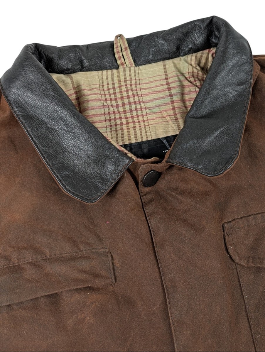 Barbour Bushman Wax Jacket M Brown A1551 Made In England Leather