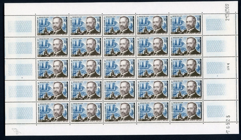 SPM PIERRE MIQUELON FEUILLE SHEET ** YT 368 Calmette portrait bateau cv 287,50e - Photo 1/1