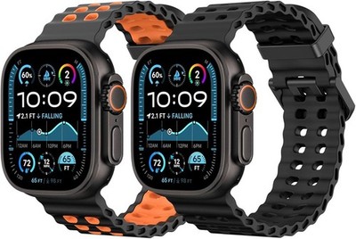 2 Pack Silicone Sport Strap Compatible with Apple Watch Ultra 49mm, Series 6/5/4
