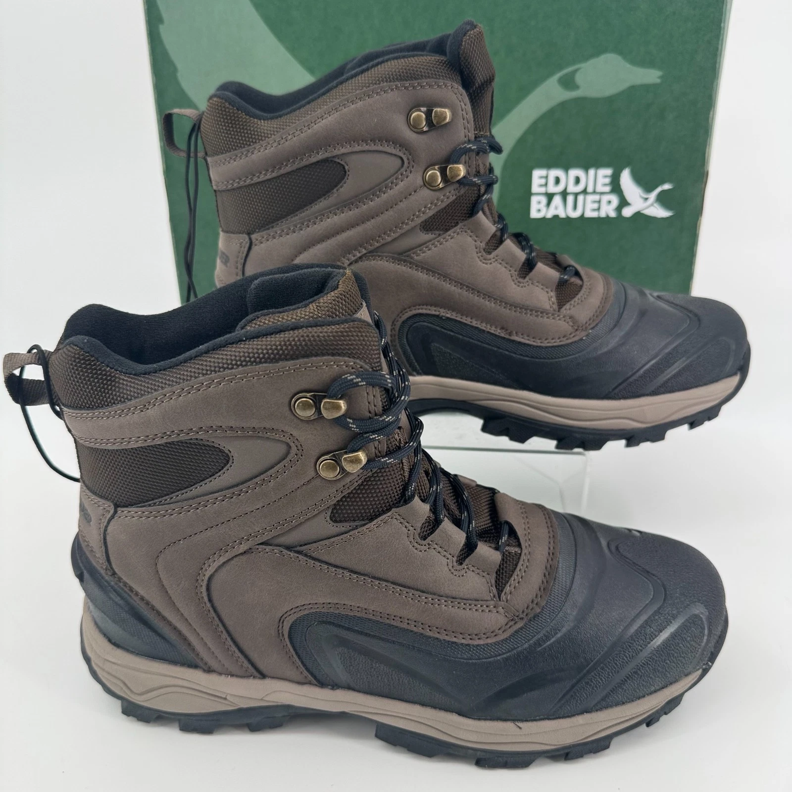 NEW Eddie Bauer Riley Winter Boots MENS Brown Lace Up Insulated Ankle SIZE 9