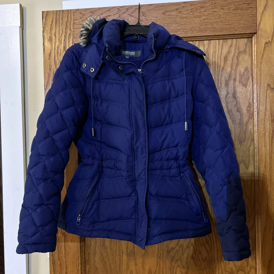 Chaqueta acolchada acolchada con capucha Kenneth Cole Reaction para mujer talla S azul Foto 4 de 4