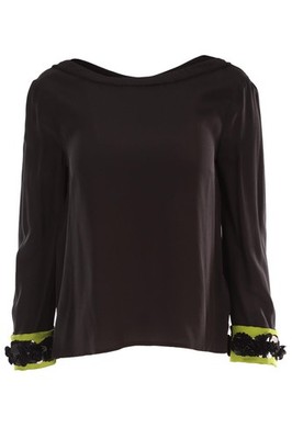 PRADA SCHWARZES SEIDENTOP IT 40 UK 8