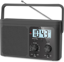 Portable AM/FM Shortwave Radio Battery or Wall Powered Digital Time Display