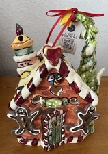 Blue Sky Clayworks Christmas GINGERBREAD Tea Light Candle House NWT