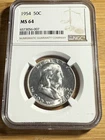 1954-P Franklin Silver Half Dollar NGC MS 64 (54.p.3)