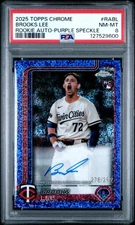 2025 Topps Chrome #RABL Brooks Lee Rookie Auto-Purple Speckle PSA 8 NM-MT