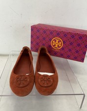 Tory Burch Canyon Orange Suede Minnie Travel Ballet Flats 8M