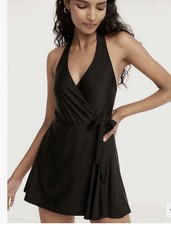 JCREW Women’s Black Halter Wrap Swimsuit Swim Dress Size 0 Modest