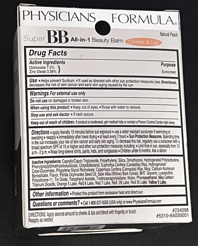 Physicians Formula Super BB All-in-1 Cheek & Lip Beauty Balm- Natural Peach 6403 - Image 3 of 4