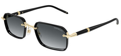 Montblanc MB0483S 001 - Sonnenbrille Gold mit grauen Gläsern Farbverlauf