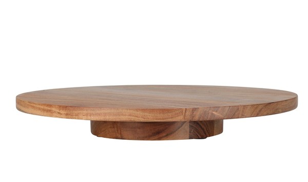 Akazien Holz Drehteller Natur - 37Cm - Servier Teller Deko Platte GewüRz Rondell-image