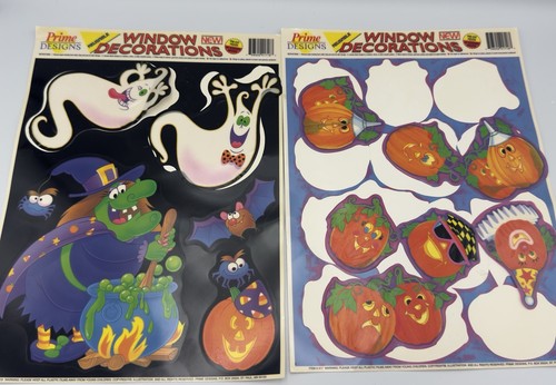 VTG 80s 90s Prime Designs Halloween Window Clings Pumpkins Jack-O-Lanterns Used
