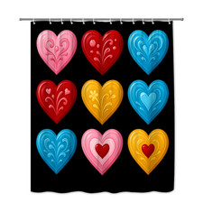 Colorful Heart Shower Curtain - Fun Decorative Bathroom Design