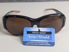 NWT Foster Grant Solar Shield Polarized Fits Over Sunglasses Brown SS FO-038 CAR