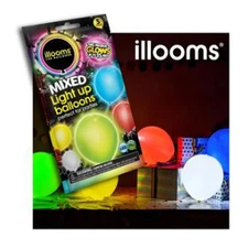 9" LED Illooms Light up Balloons - 5 Pack bold new nip