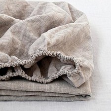 100 Linen Fitted Sheet Stone Washed Solid Color -  Piece 14 inch Deep Pocket