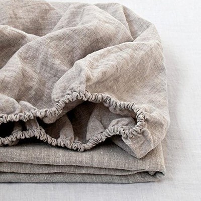 100% Linen Fitted Sheet Stone Washed Solid Color - ( Piece) 14 inch Deep Pocket