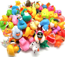50 Pcs Rubber Ducks, Random Assortment Ducks Bulk, Mini Rubber Duckies