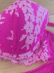 Victoria's Secret Dream Angels Lined Demi Bra 36c Matching Bottom XL Hot Pink...