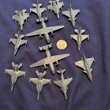 Tiny Aircraft Lot of 12 Gray Plastic Fighters...