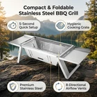 Foldable Small Charcoal Grill Stainless Steel Portable BBQ Grill Tabletop Ch NEW