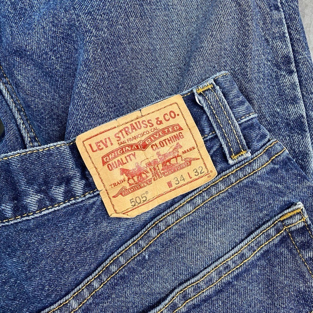Levi's 505 VTG Regular Fit Blue Denim Jeans Men's W34 L32 thumbnail 4