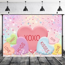 Valentines Day Pink Heart Shape Backdrop 7x5 FT Photography Background