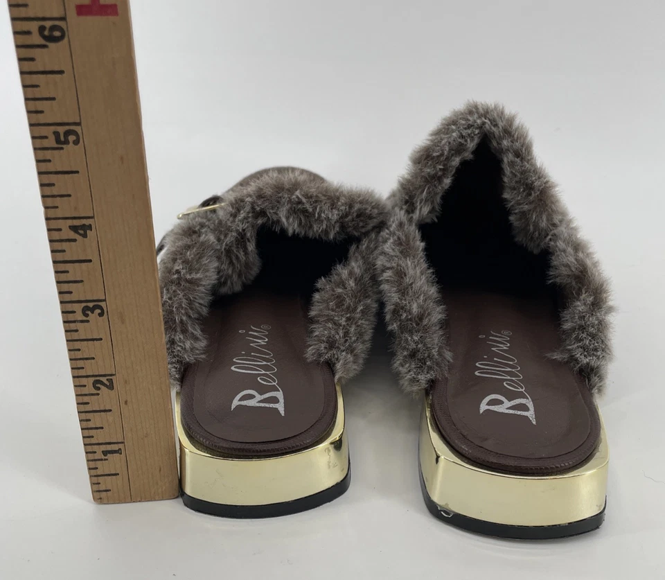 Zapato sin cordones Bellini Byfar Mule para mujer 8 marrón tweed dinero antiguo hebilla de tacón dorado Foto 3 de 4