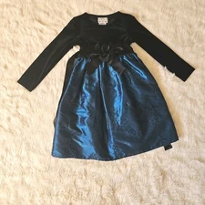 Brooke Lindsay Girls’ Size 5 Navy blue With Embroidered Flowers Dress