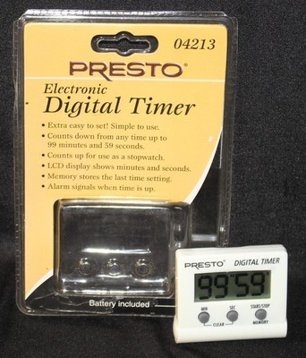 PRESTO Electronic Digital Timer LCD Display #04213 Unused! 59 sec - 99 min, READ