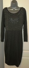 BNWT Gray & Osbourn Ladies Charcoal Marl Beaded Body Frock Dress Plus Size 14