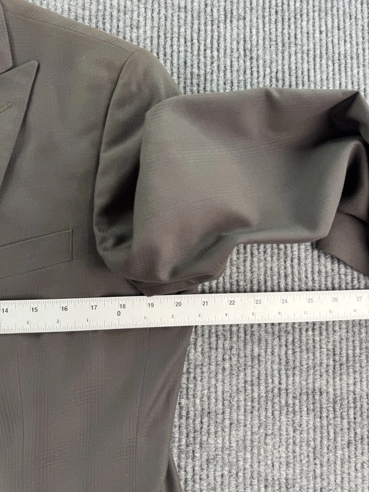 John Varvatos EE. UU. Traje Chaqueta 42 R Taupe Poliéster Rayón Cuadros Diseñador Deporte Foto 2 de 4